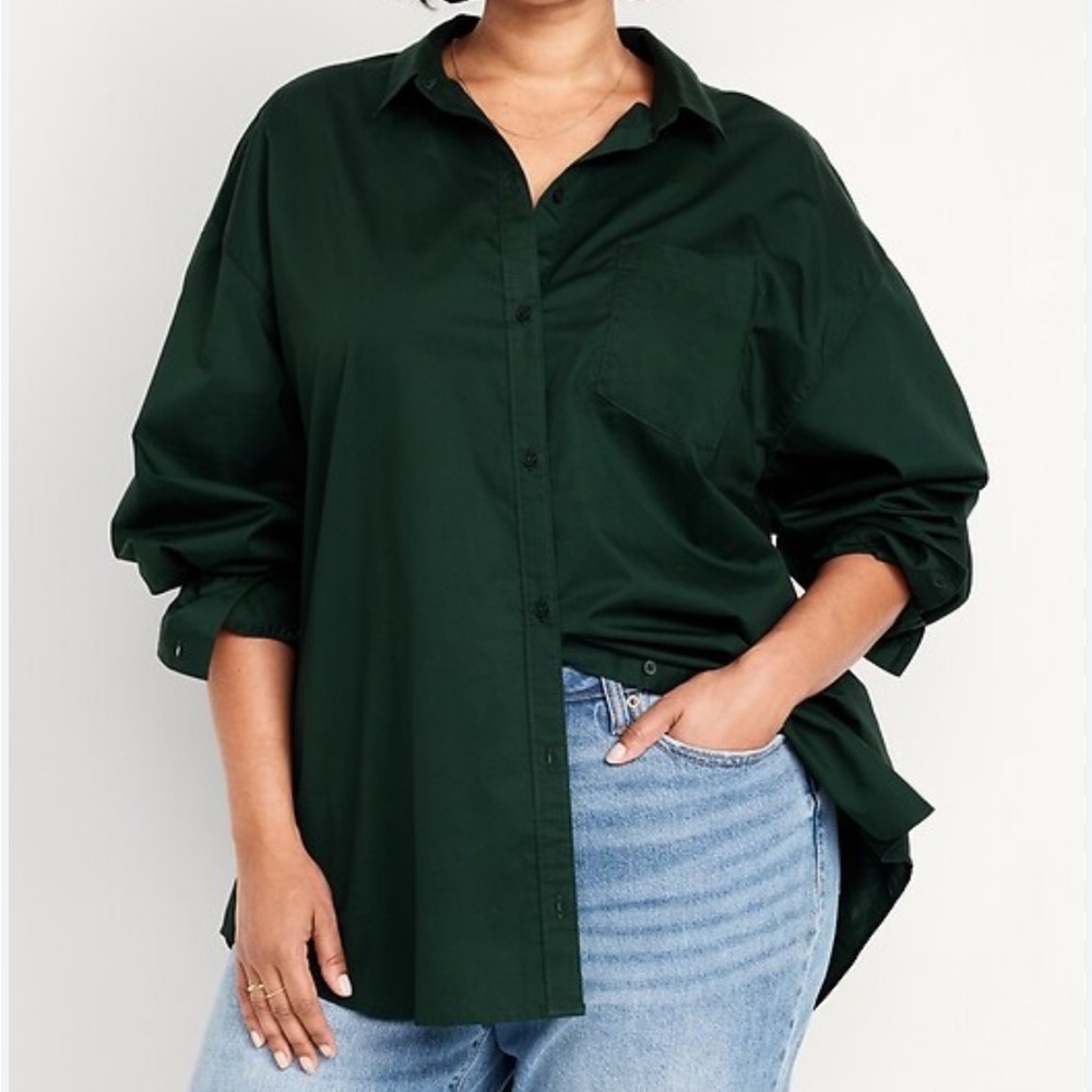 Old Navy XXL Emerald Green The Boyfriend Button down shirt